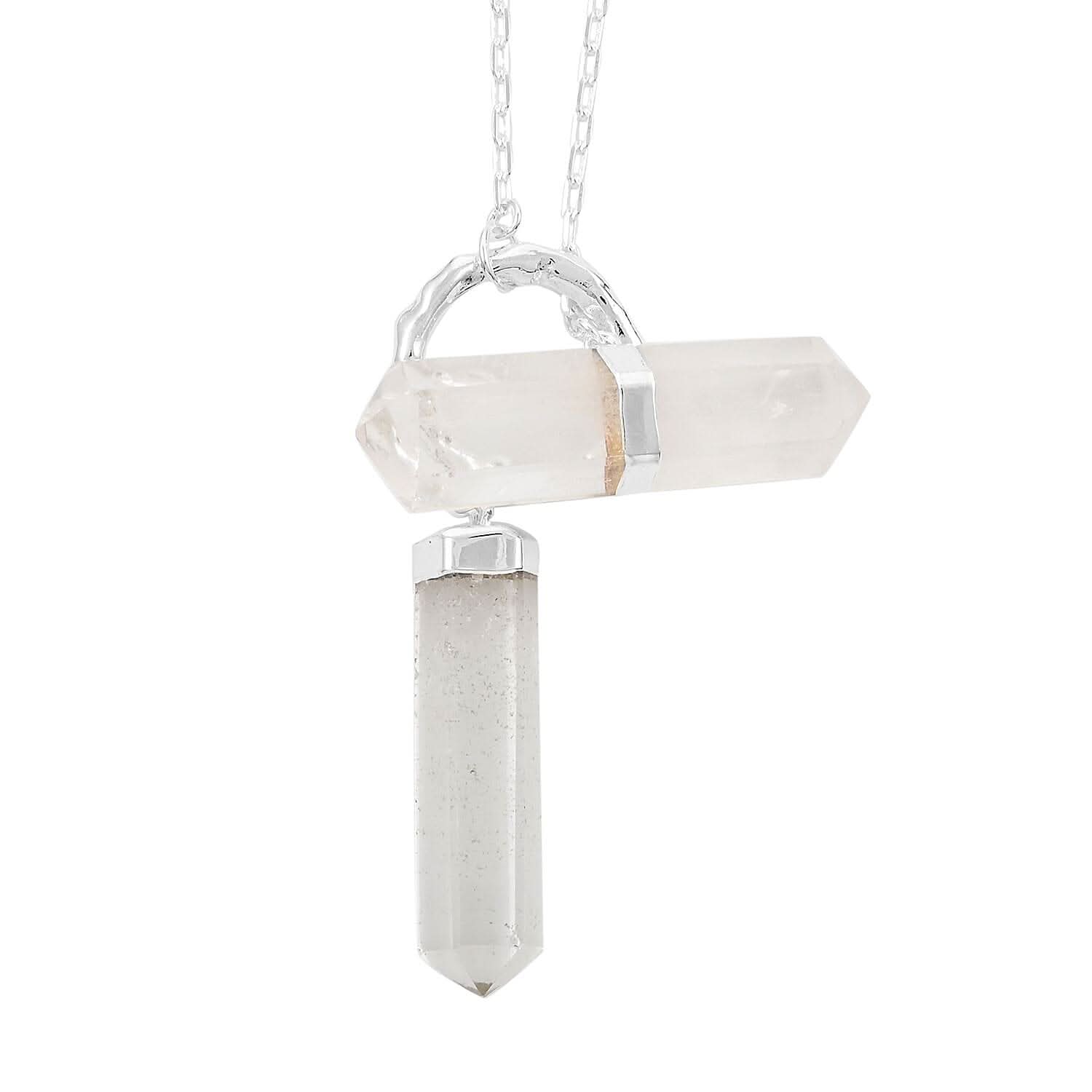 Crystal Necklace 35.5 Inches in Silvertone
