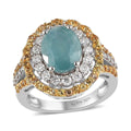 Grandidierite and Multi Gemstone Cocktail Ring in 14K YG and Platinum Over Sterling Silver 4.00 ctw - Sticky add to cart bar