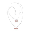 Galilea Rose Quartz Double Layer Necklace 21-23 Inches in Silvertone 36.00 ctw - Sticky add to cart bar