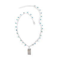 Selenite Pendant Necklace 20-22 Inches in Silvertone 24.50 ctw