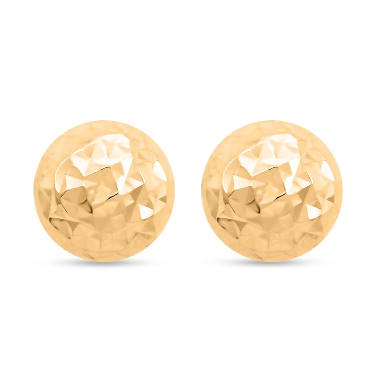 14K Yellow Gold 6mm Diamond-cut Ball Stud Earrings 0.90 Grams