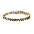 Multi-Tourmaline 12.50 ctw Tennis Bracelet in Vermeil Yellow Gold Over Sterling Silver (6.50 In) - Sticky add to cart bar