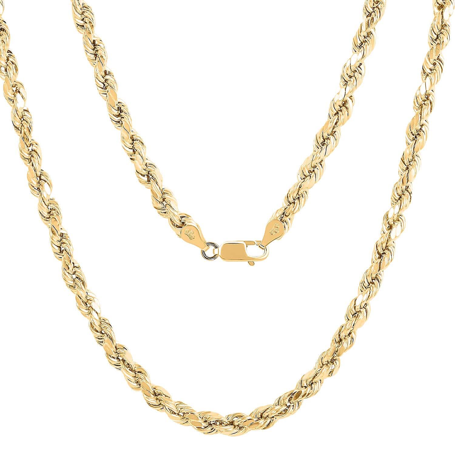10K Yellow Gold 5mm Rope Chain Necklace 22 Inches 8.80 Grams