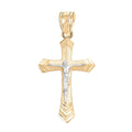 Made in USA 10K Yellow and White Gold Crucifix Pendant without Chain 0.90 Grams - Sticky add to cart bar