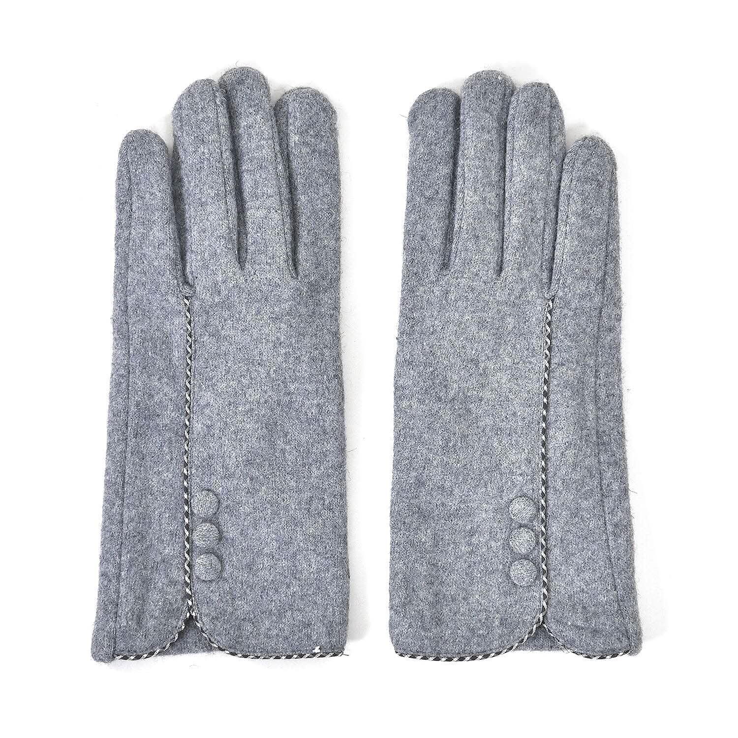 Gray 70% Cashmere Wool and 30% Polyster Gloves with Touch Screen Function (9"x3.93")