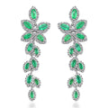 AAA Kagem Emerald and White Zircon Leaves Dangle Earring in Rhodium Over Sterling Silver 3.70 ctw - Sticky add to cart bar