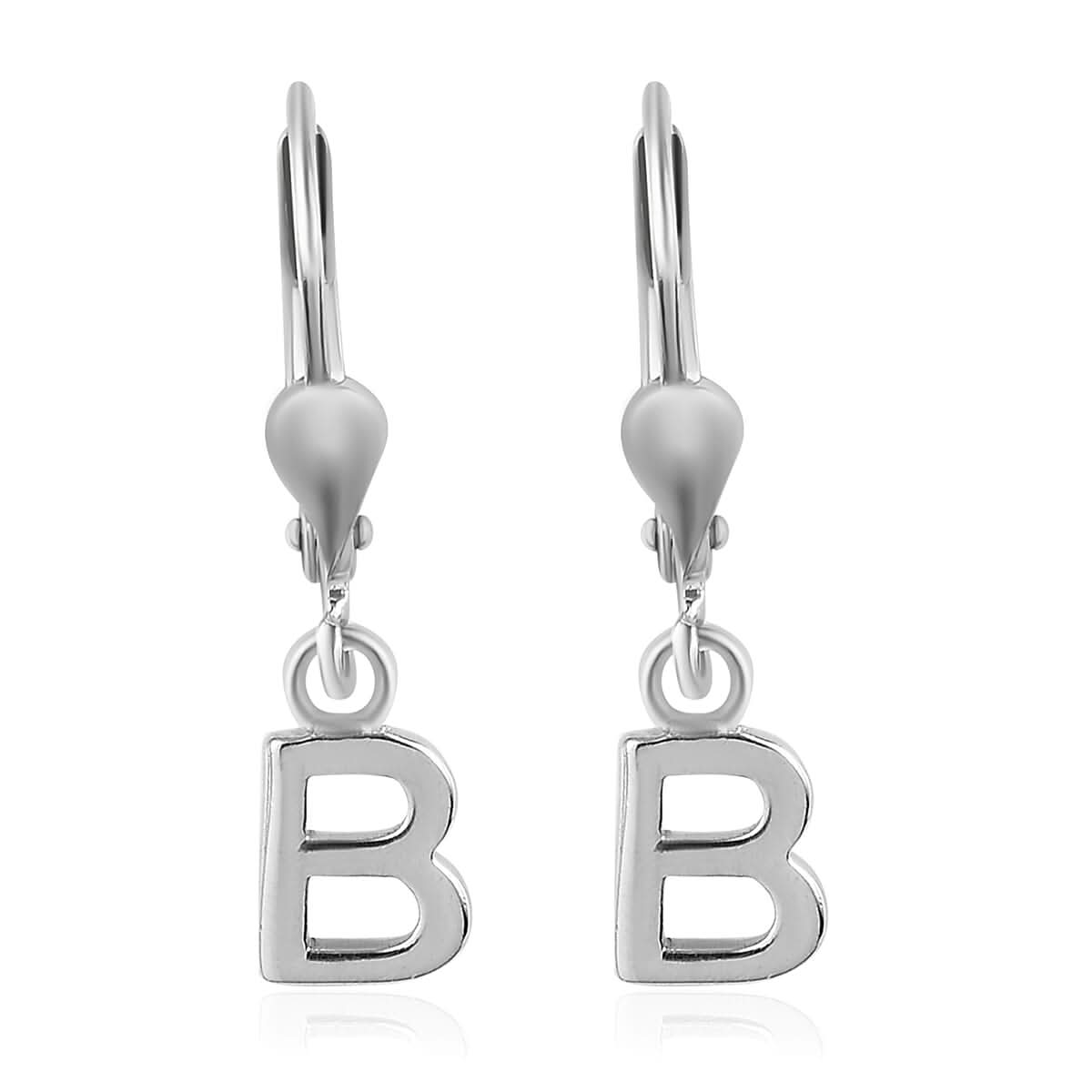 Platinum Over Sterling Silver Initial A Earrings (1)