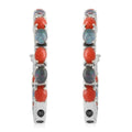 Boulder Opal Triplet and Mediterranean Coral 5.75 ctw Hoop Earrings in Rhodium Over Sterling Silver 7.10 Grams - Sticky add to cart bar