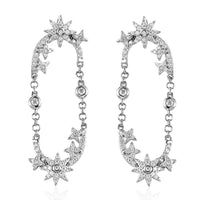 Moissanite Sun Starburst Statement Paperclip Earrings in Platinum Over Sterling Silver 1.00 ctw