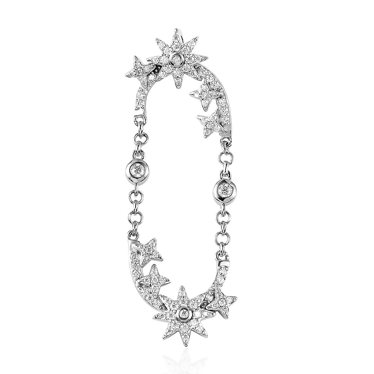 Moissanite Sun Starburst Statement Paperclip Pendant in Platinum Over Sterling Silver 0.50 ctw