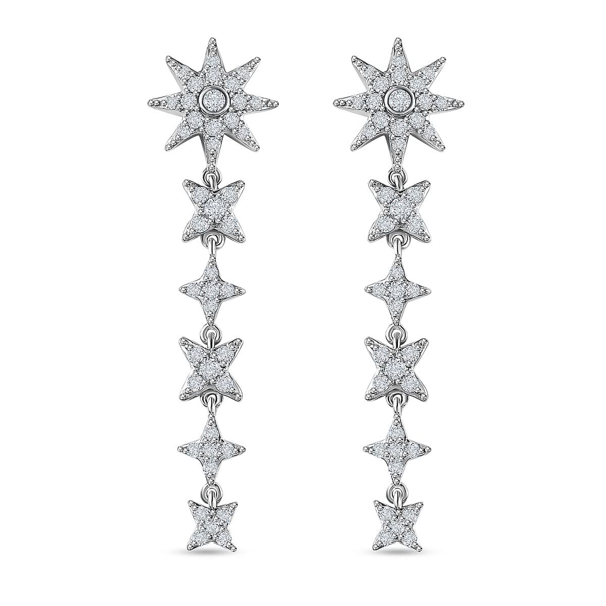 Moissanite Celestial Drop Earrings in Platinum Over Sterling Silver 1.60 ctw