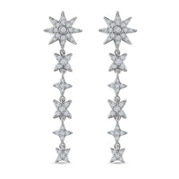 Moissanite Celestial Drop Earrings in Platinum Over Sterling Silver 1.60 ctw