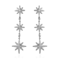 Moissanite Starburst Drop Statement Earrings in Platinum Over Sterling Silver 1.80 ctw