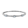 Sky Blue Topaz and Moissanite Bangle Bracelet in Platinum Over Sterling Silver (7.25 in) 2.50 ctw - Sticky add to cart bar