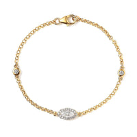 Moissanite Evil Eye Protector Station Bracelet in Vermeil Yellow Gold Over Sterling Silver (7.25 In) 0.85 ctw