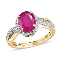 Luxoro 10K Yellow Gold AAA Montepuez Ruby and Moissanite Ring 2.35 ctw