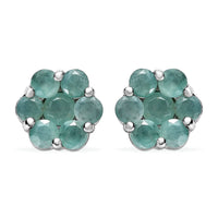 Grandidierite Floral Stud Earrings in Platinum Over Sterling Silver 1.75 ctw