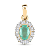 Luxoro 10K Yellow Gold Premium Boyaca Colombian Emerald and Diamond Halo Pendant 0.60 ctw