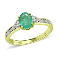 Luxoro 14K Green Gold Premium Boyaca Colombian Emerald and Moissanite Ring 1.00 ctw