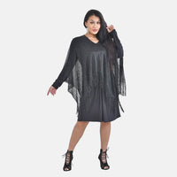 Silver Stylish Party Poncho with Fringe (19.69"x51.19")