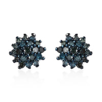 Blue Diamond Stud Earrings in Platinum Over Sterling Silver 0.25 ctw