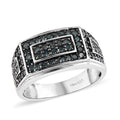 Blue Diamond Men's Ring in Platinum Over Sterling Silver 1.00 ctw - Sticky add to cart bar