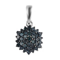 Blue Diamond Floral Pendant in Platinum Over Sterling Silver 0.50 ctw - Sticky add to cart bar