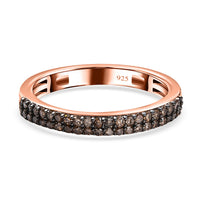 Natural Champagne Diamond Signature Band Ring in Sterling Silver