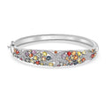 Rainbow Sapphire and White Zircon 7.30 ctw Starfish Bangle Bracelet in Rhodium Over Sterling Silver (7.50 In) - Sticky add to cart bar