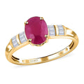 Luxoro 14K Yellow Gold AAA Mozambique Ruby and Moissanite Ring (Size 7.0) 1.70 ctw - Sticky add to cart bar