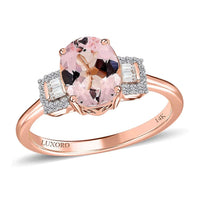 Luxoro 14K Rose Gold AAA Pink Morganite, Moissanite Ring (Size 10.0) 1.65 ctw