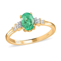 Luxoro 14K Yellow Gold AAA Boyaca Colombian Emerald and G-H I2 Diamond Ring 0.80 ctw