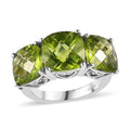 Premium Peridot and Chrome Diopside Trilogy Ring in Rhodium Over Sterling Silver 11.25 ctw - Sticky add to cart bar