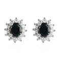 Monte Belo Indicolite and Moissanite Sunburst Stud Earrings in Platinum Over Sterling Silver 1.10 ctw - Sticky add to cart bar