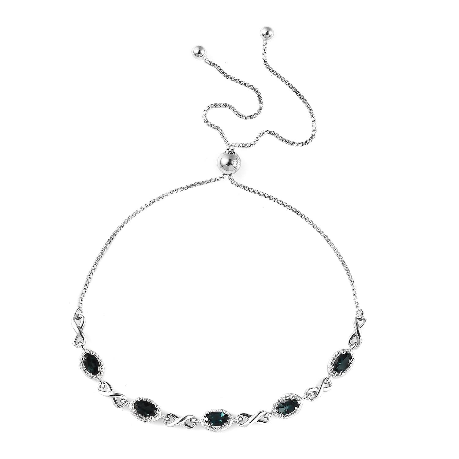 Monte Belo Indicolite Bolo Bracelet in Platinum Over Sterling Silver (10.50 In) 1.25 ctw
