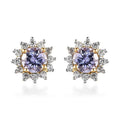 Tanzanite and White Zircon Sunburst Earrings in Vermeil Yellow Gold Over Sterling Silver 1.00 ctw - Sticky add to cart bar