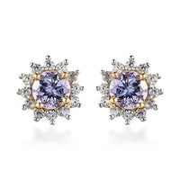 Tanzanite and White Zircon Sunburst Earrings in Vermeil Yellow Gold Over Sterling Silver 1.00 ctw