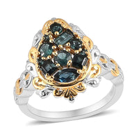 Premium Monte Belo Indicolite Ring in Vermeil YG and Platinum Over Sterling Silver 0.85 ctw