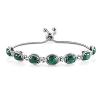 African Malachite Bracelet in Stainless Steel 10.50 (10.50 In) 12.15 ctw
