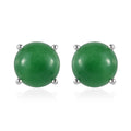 Green Jade Solitaire Stud Earrings in Sterling Silver 5.15 ctw - Sticky add to cart bar