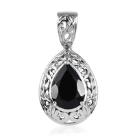 Karis Thai Black Spinel Solitaire Pendant without Chain in Platinum Bond 6.50 ctw