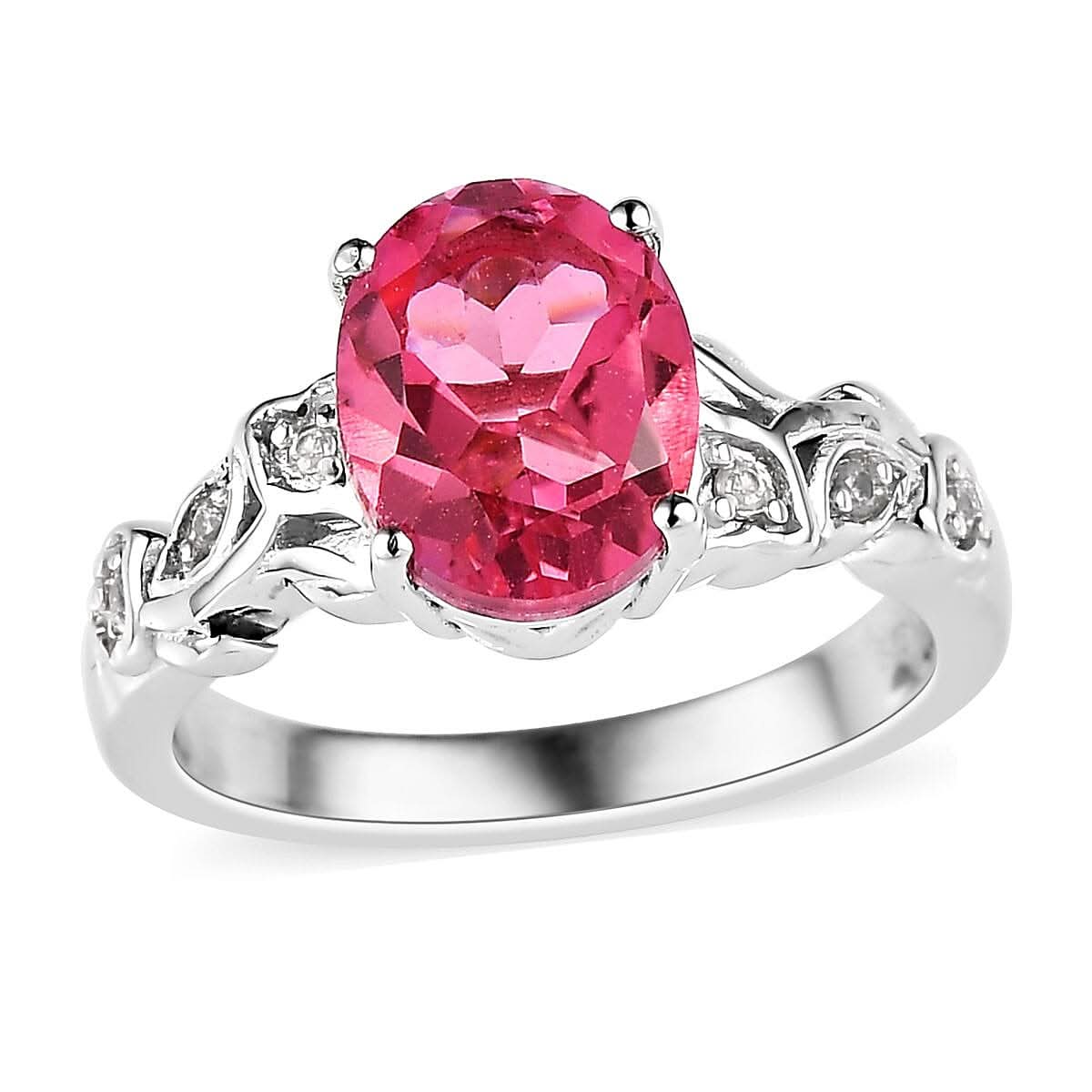 Karis Radiant Orchid Quartz and White Zircon Ring in Platinum Bond 2.20 ctw