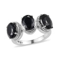 Midnight Sapphire 3 Stone Ring in Stainless Steel 5.20 ctw - Sticky add to cart bar