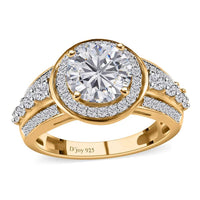 Moissanite Halo Ring in Vermeil Yellow Gold Over Sterling Silver 2.40 ctw