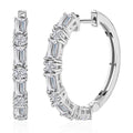 Moissanite Hoop Earrings in Platinum Over Sterling Silver 3.65 ctw - Sticky add to cart bar
