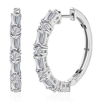 Moissanite Hoop Earrings in Platinum Over Sterling Silver 3.65 ctw