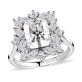 Radiant Cut Moissanite Ring in Platinum Over Sterling Silver 3.40 ctw - Sticky add to cart bar