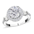 Moissanite Halo Ring in Platinum Over Sterling Silver 2.10 ctw - Sticky add to cart bar