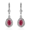 Ouro Fino Rubellite, Multi Gemstone Lever Back Earrings in Vermeil RG and Platinum Over Sterling Silver 1.20 ctw - Sticky add to cart bar
