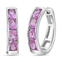 Madagascar Blue Sapphire Hoop Earrings in Platinum Over Sterling Silver 1.85 ctw